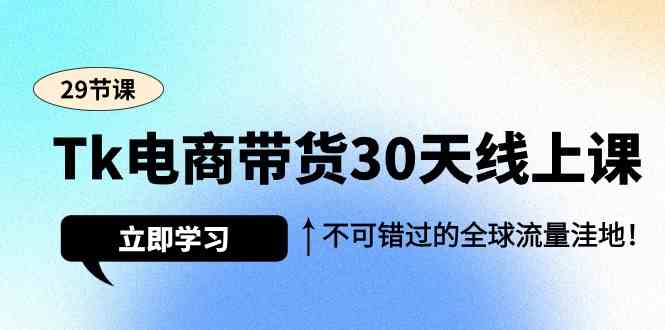 Tk电商带货30天线上课，不可错过的全球流量洼地（29节课）-旺铺专家