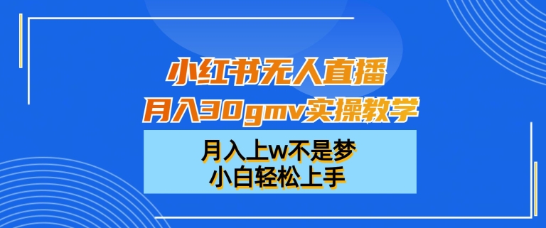 小红书无人直播月入30gmv实操教学，月入上w不是梦，小白轻松上手-旺铺专家