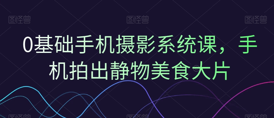 0基础手机摄影系统课，手机拍出静物美食大片-旺铺专家