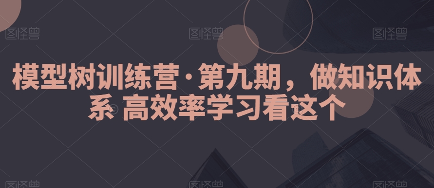 模型树训练营·第九期，做知识体系高效率学习看这个-旺铺专家