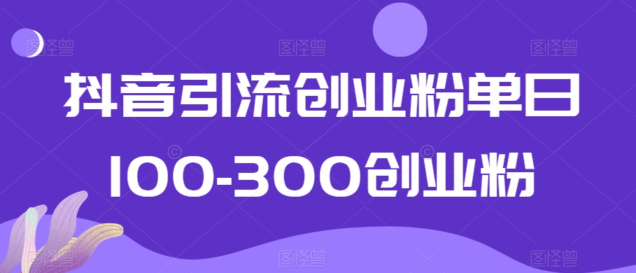 抖音引流创业粉单日100-300创业粉-旺铺专家