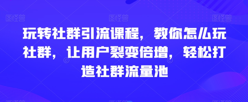 玩转社群引流课程，教你怎么玩社群，让用户裂变倍增，轻松打造社群流量池-旺铺专家