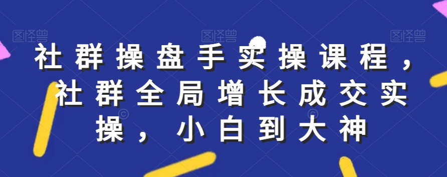 社群实操课程，社群全局增长成交实操，小白到大神-旺铺专家
