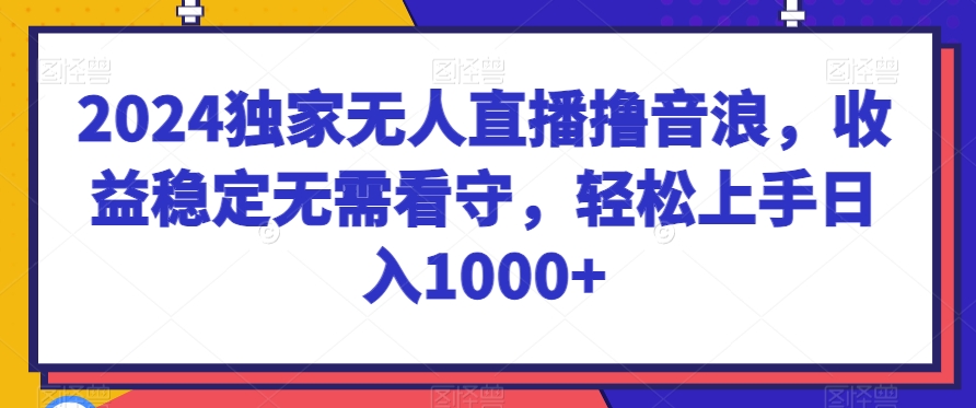 2024独家无人直播撸音浪，收益稳定无需看守，轻松上手日入1000+-旺铺专家