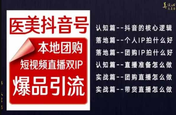 2024医美如何做抖音，医美抖音号本地团购，短视频直播双IP，爆品引流-旺铺专家