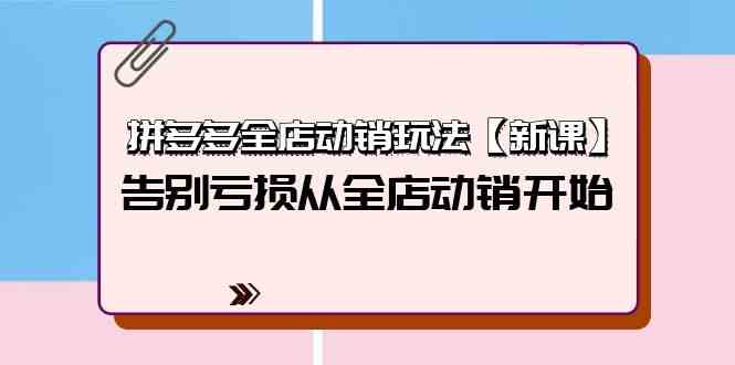 拼多多全店动销玩法【新课】，告别亏损从全店动销开始（4节视频课）-旺铺专家
