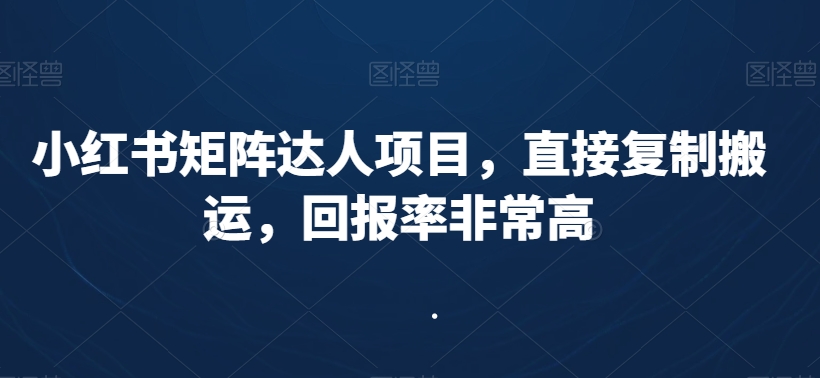 小红书矩阵达人项目，直接复制搬运，回报率非常高-旺铺专家