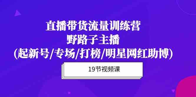直播带货流量特训营，野路子主播(起新号/专场/打榜/明星网红助博)-旺铺专家