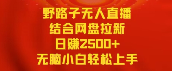 野路子无人直播结合网盘拉新，日赚2500+，小白无脑轻松上手-旺铺专家