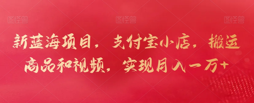 新蓝海项目，支付宝小店，搬运商品和视频，实现月入一万+-旺铺专家