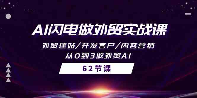 AI闪电做外贸实战课，外贸建站/开发客户/内容营销/从0到3做外贸AI（61节）-旺铺专家