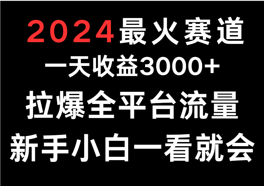 2024最火赛道，一天收一3000+.拉爆全平台流量，新手小白一看就会-旺铺专家
