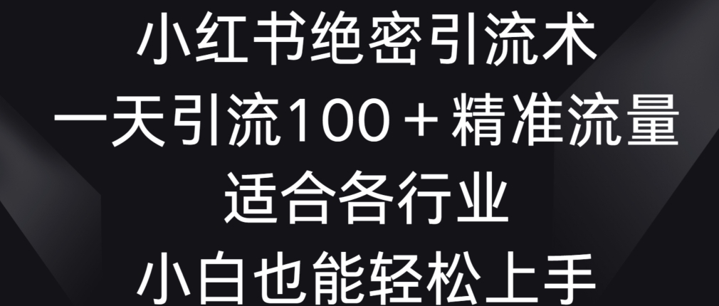 小红书绝密引流术，一天引流100+精准流量，适合各个行业，小白也能轻松上手-旺铺专家