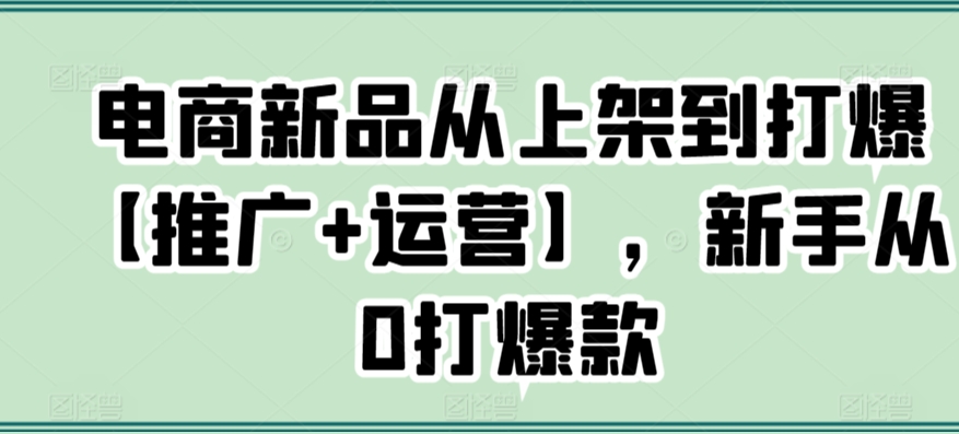 电商新品从上架到打爆【推广+运营】，新手从0打爆款-旺铺专家