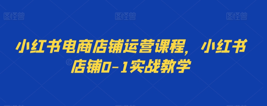 小红书电商店铺运营课程，小红书店铺0-1实战教学-旺铺专家