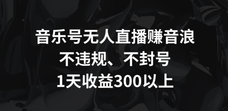 音乐号无人直播赚音浪，不违规、不封号，1天收益300+-旺铺专家