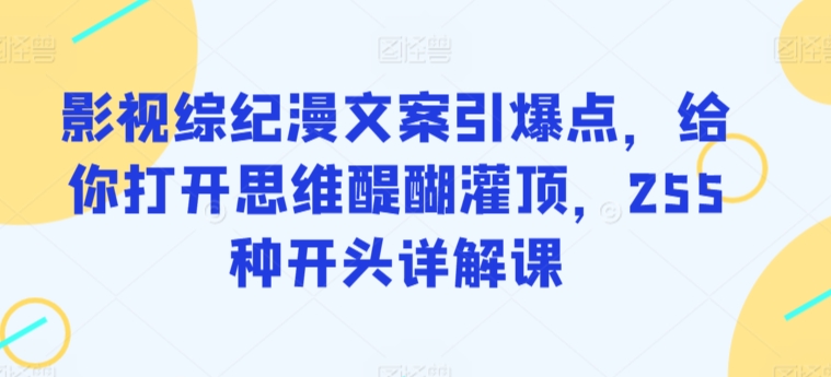 影视综纪漫文案引爆点，给你打开思维醍醐灌顶，255种开头详解课-旺铺专家