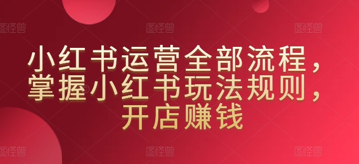小红书运营全部流程，掌握小红书玩法规则，开店赚钱-旺铺专家
