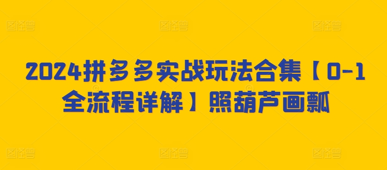 2024拼多多实战玩法合集【0-1全流程详解】照葫芦画瓢-旺铺专家