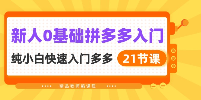 新人0基础拼多多入门，纯小白快速入门多多（21节课）-旺铺专家