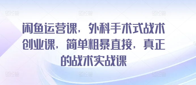 闲鱼运营课，外科手术式战术创业课，简单粗暴直接，真正的战术实战课-旺铺专家