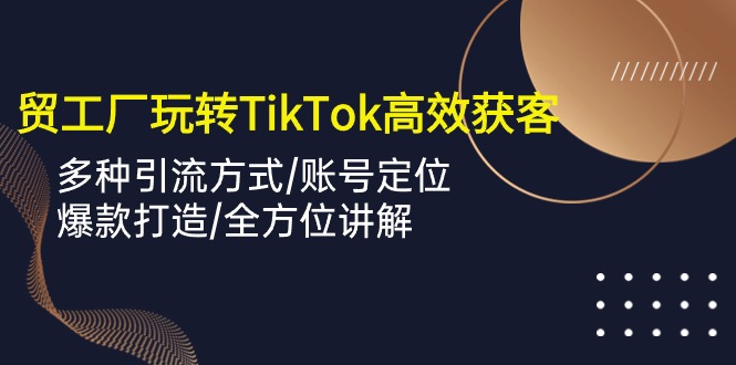 外贸工厂玩转TikTok高效获客，多种引流方式/账号定位/爆款打造/全方位讲解-旺铺专家