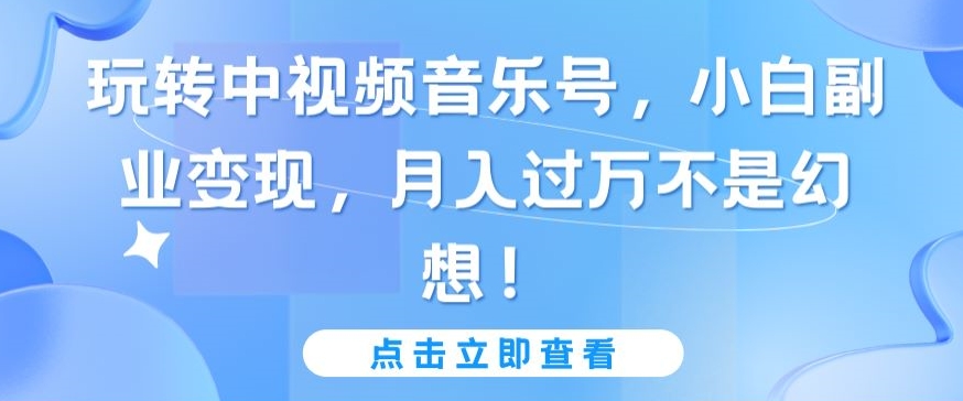 玩转中视频音乐号，小白副业变现，月入过万不是幻想-旺铺专家