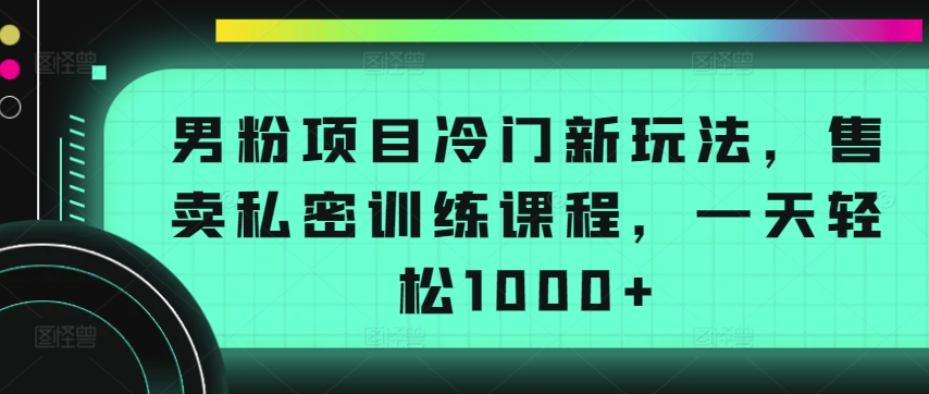 男粉项目冷门新玩法，售卖私密训练课程，一天轻松1000+-旺铺专家