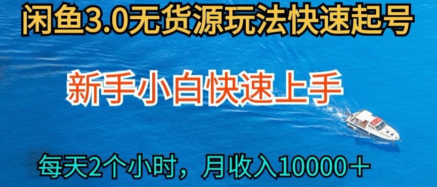 2024最新闲鱼无货源玩法，从0开始小白快手上手，每天2小时月收入过万-旺铺专家