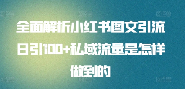 全面解析小红书图文引流日引100+私域流量是怎样做到的-旺铺专家