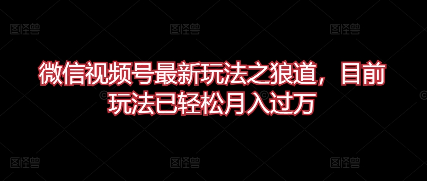 微信视频号最新玩法之狼道，目前玩法已轻松月入过万-旺铺专家