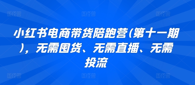 小红书电商带货陪跑营(第十一期)，无需囤货、无需直播、无需投流-旺铺专家