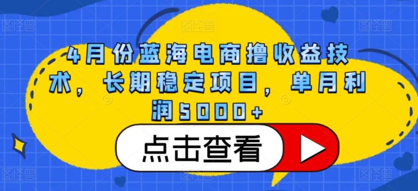 4月份蓝海电商撸收益技术，长期稳定项目，单月利润5000+-旺铺专家