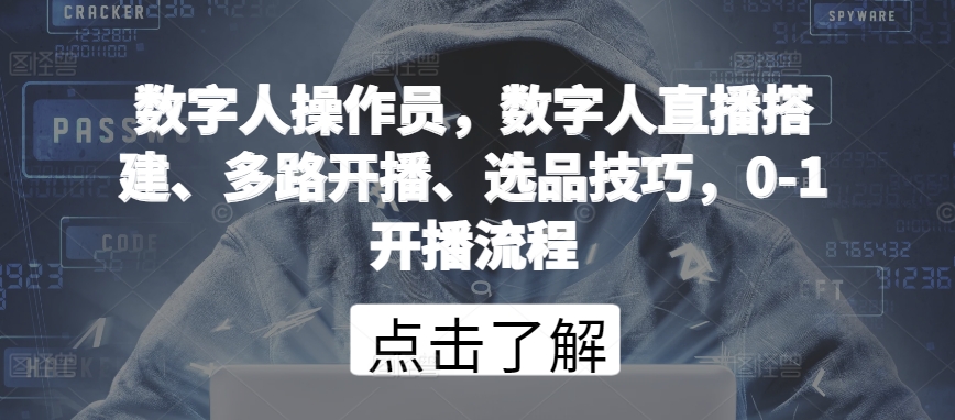数字人操作员，数字人直播搭建、多路开播、选品技巧，0-1开播流程-旺铺专家