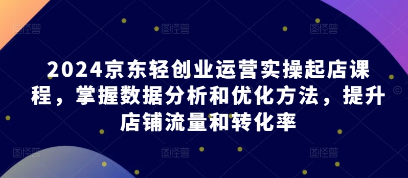 2024京东轻创业运营实操起店课程，掌握数据分析和优化方法，提升店铺流量和转化率-旺铺专家