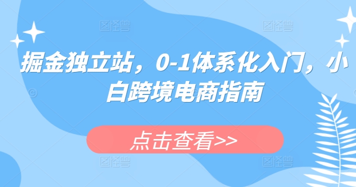 掘金独立站，0-1体系化入门，小白跨境电商指南-旺铺专家