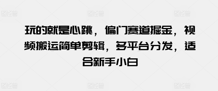 玩的就是心跳，偏门赛道掘金，视频搬运简单剪辑，多平台分发，适合新手小白-旺铺专家
