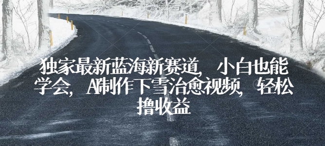 独家最新蓝海新赛道，小白也能学会，AI制作下雪治愈视频，轻松撸收益-旺铺专家