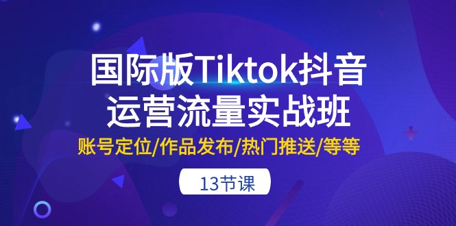 国际版Tiktok抖音运营流量实战班：账号定位/作品发布/热门推送/等等（13节）-旺铺专家