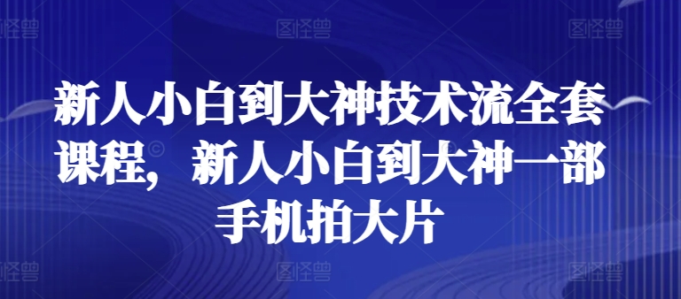 新人小白到大神技术流全套课程，新人小白到大神一部手机拍大片-旺铺专家