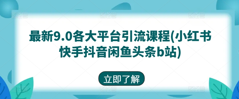 最新9.0各大平台引流课程(小红书快手抖音闲鱼头条b站)-旺铺专家
