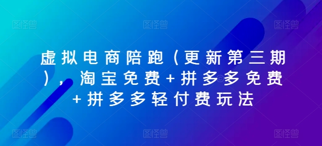 虚拟电商陪跑(更新第三期)，淘宝免费+拼多多免费+拼多多轻付费玩法-旺铺专家