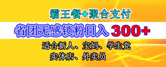 省团推手版无感锁粉日入300+上不封顶，霸王餐+聚合支付强强联合，附无敌锁粉教程-旺铺专家