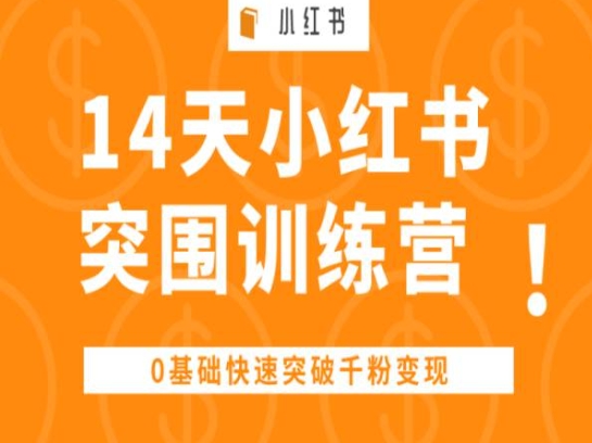 14天小红书突围训练营 ，0基础快速突破千粉变现-旺铺专家