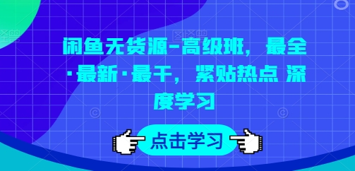 闲鱼无货源-高级班，最全·最新·最干，紧贴热点 深度学习-旺铺专家