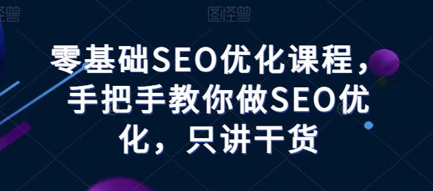 零基础SEO优化课程，手把手教你做SEO优化，只讲干货-旺铺专家
