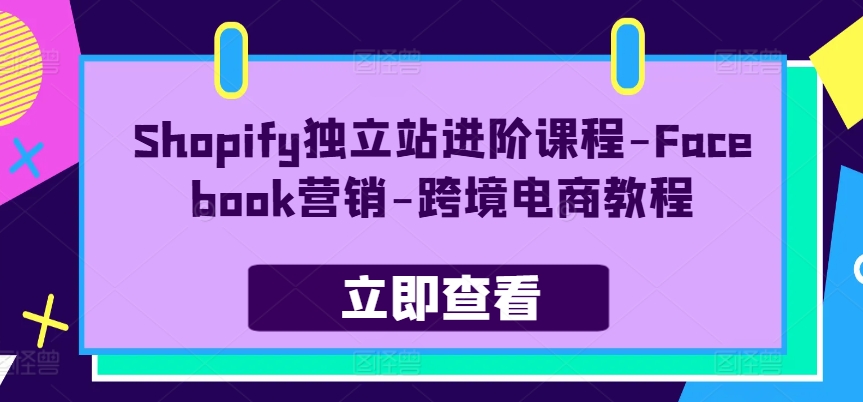 Shopify独立站进阶课程-Facebook营销-跨境电商教程-旺铺专家