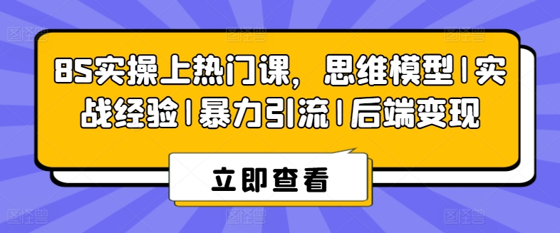 8S实操上热门课，思维模型|实战经验|暴力引流|后端变现-旺铺专家