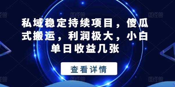 私域稳定持续项目，傻瓜式搬运，利润极大，小白单日收益几张-旺铺专家