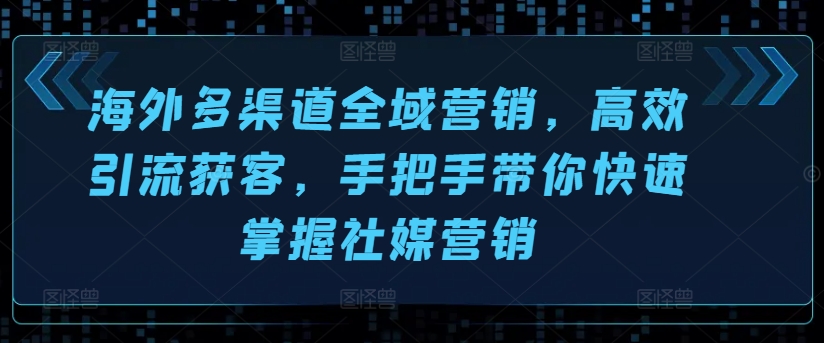 海外多渠道全域营销，高效引流获客，手把手带你快速掌握社媒营销-旺铺专家